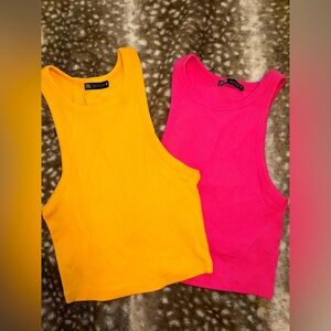 Two Zara tank tops. Fun colors. Size medium.
